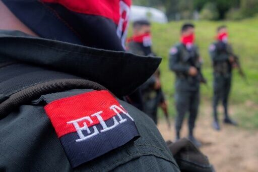 National Liberation Army ELN rebels of the Manuel Vazquez Castano northeastern war front  stand guard at Catatumbo region, Colombia on March 8, 2025.